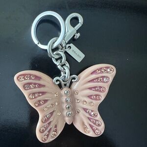 Coach Pink Crystal Butterfly Keychain Charm